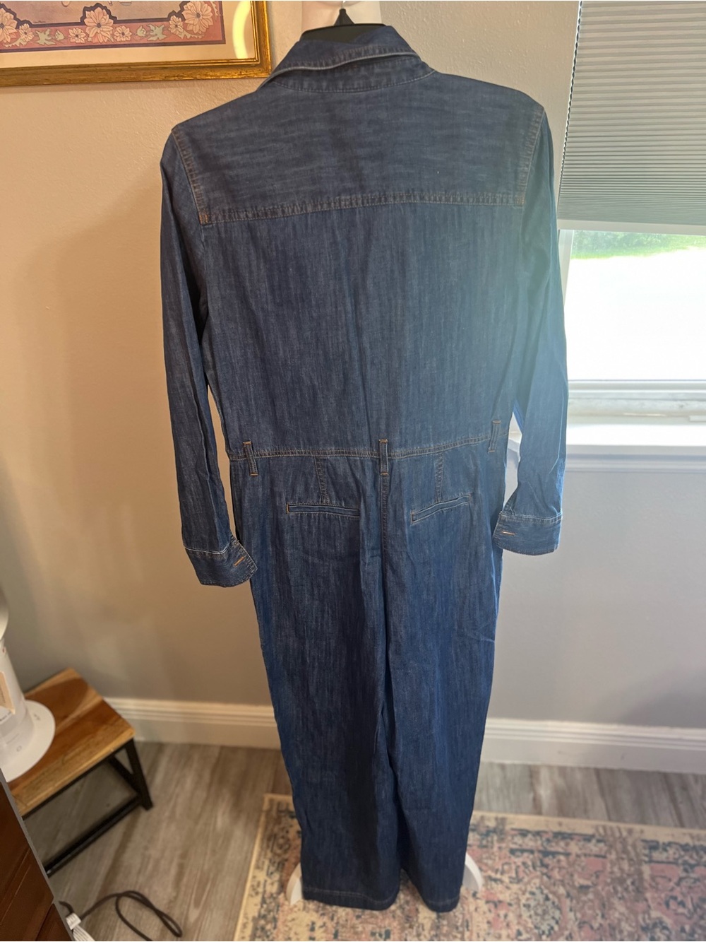 TALBOTS Denim Jumpsuit Medium Pockets Button Down Long Sleeve - Picture 11 of 15